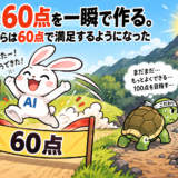 60点で満足するうさぎと100点を目指す亀のイラスト