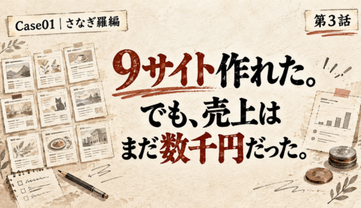 【Case01｜さなぎ羅編・第3話】9サイト作れた。でも、売上はまだ数千円だった。